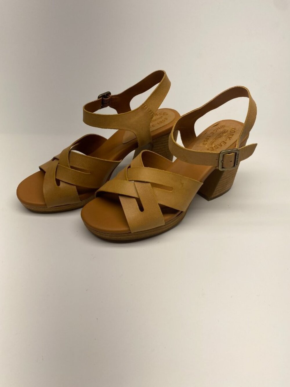Kork-Ease Womens Hutton Natural Beige Strap Heel Sandal Sz 10 M